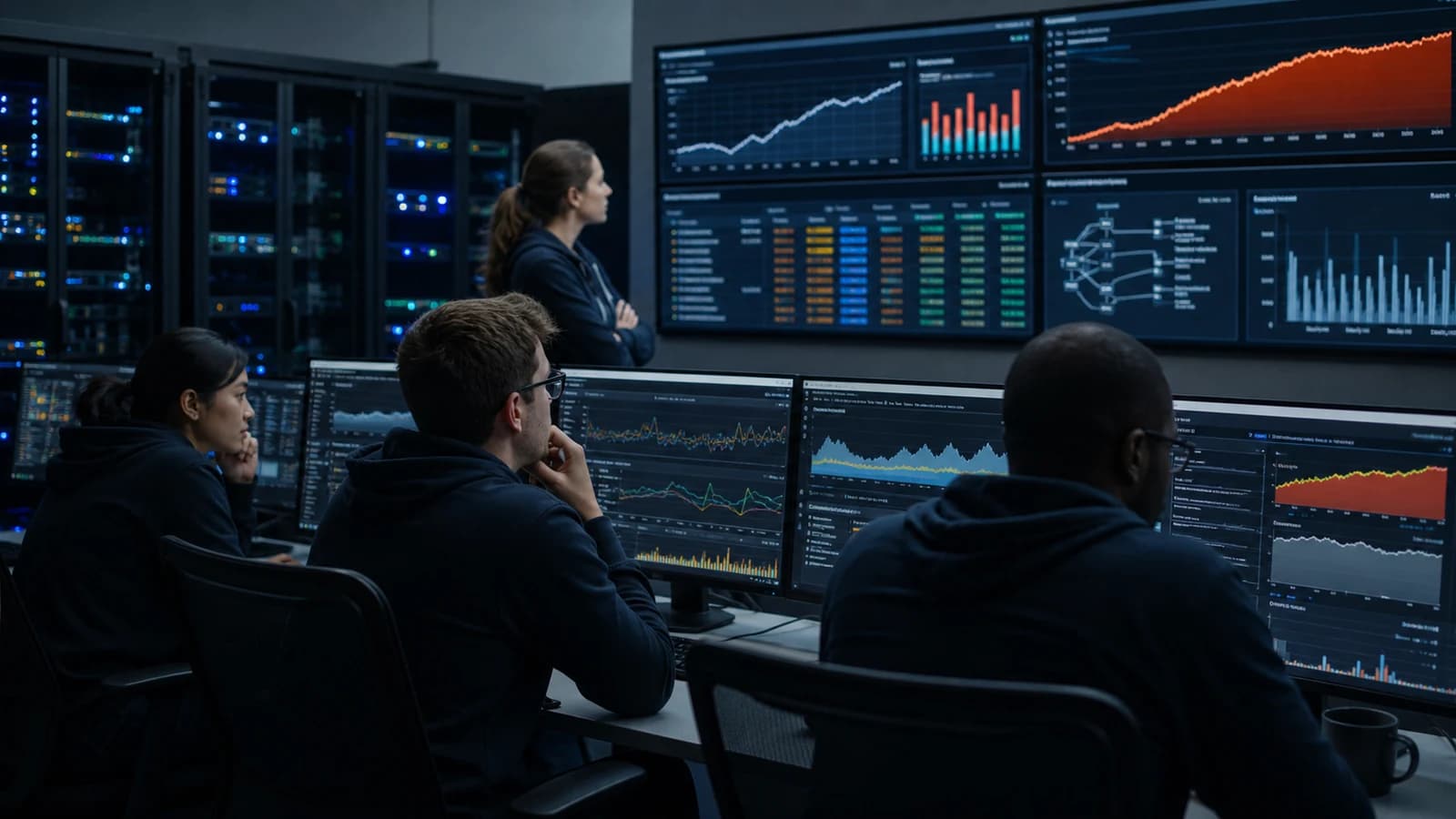 A reliability team monitoring rising launch traffic, service capacity, and dependency health